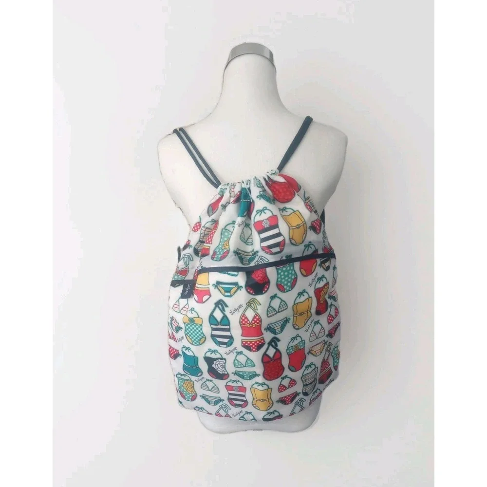 Thirty One Cinch Sac Drawstring Pool Tote Backpack Swimsuit Beach Pattern